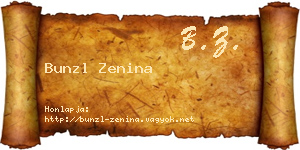 Bunzl Zenina névjegykártya